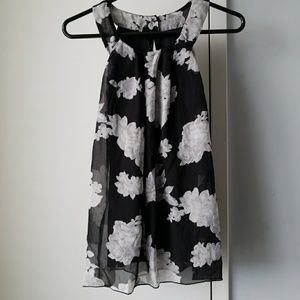Black and white floral flowy halter